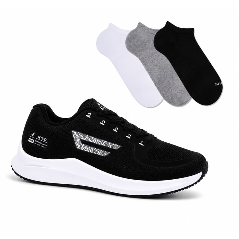 Tênis Esportivo + Meia Esportivo Academia Caminhada Corrida Treino Dia A Dia Super Leve!