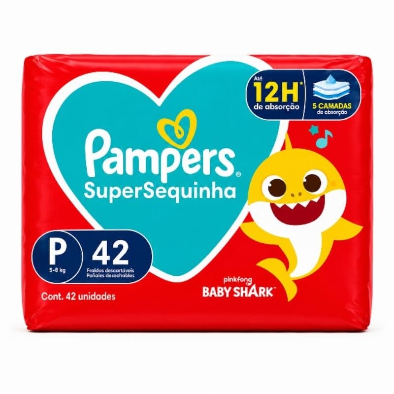 Fralda Descartável Pampers Supersequinha Tam. P 42 Unidades 5 Kg a 8 Kg