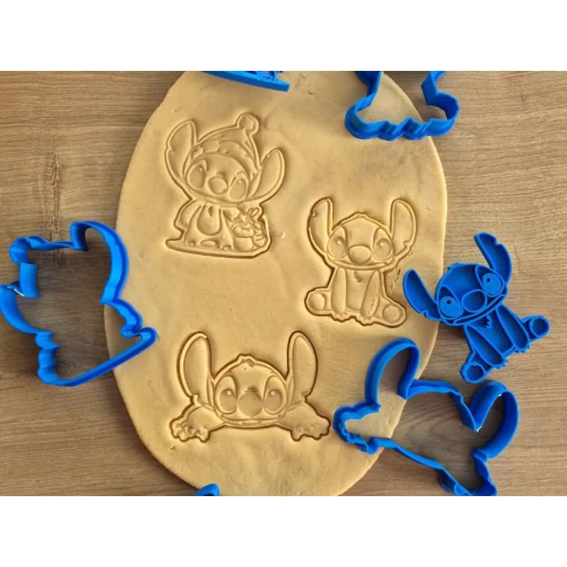 Kit Cortadores e Carimbos de Biscoito Pasta americana Massinha de modelar Stitch | Decoração de Biscoitos e Massa