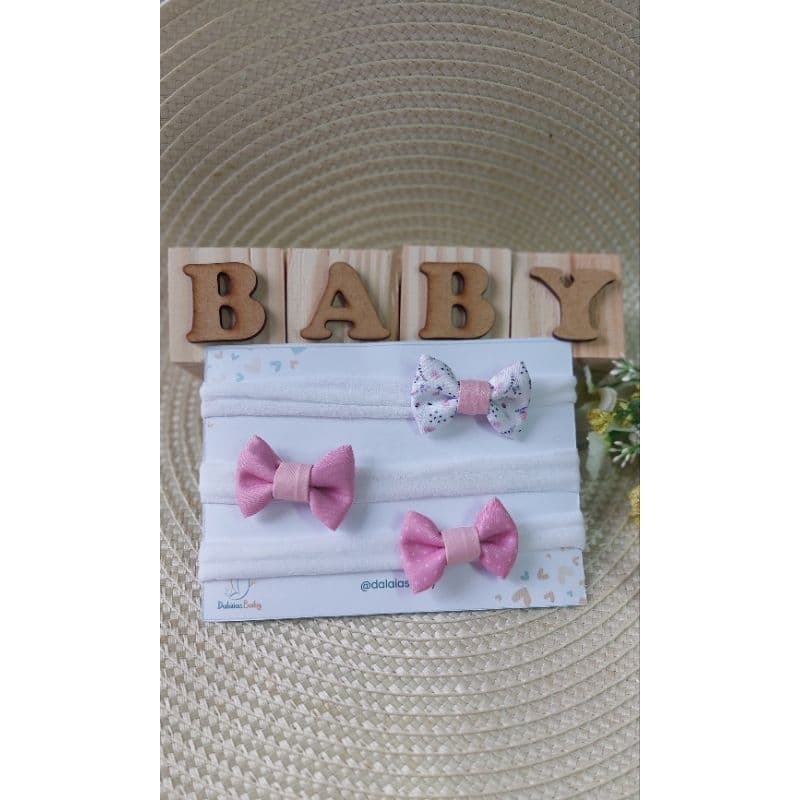 Kit Faixinhas Bebê Menina com Laços Delicados Presente para Recém-Nascida, Chá de Bebê e Enxoval