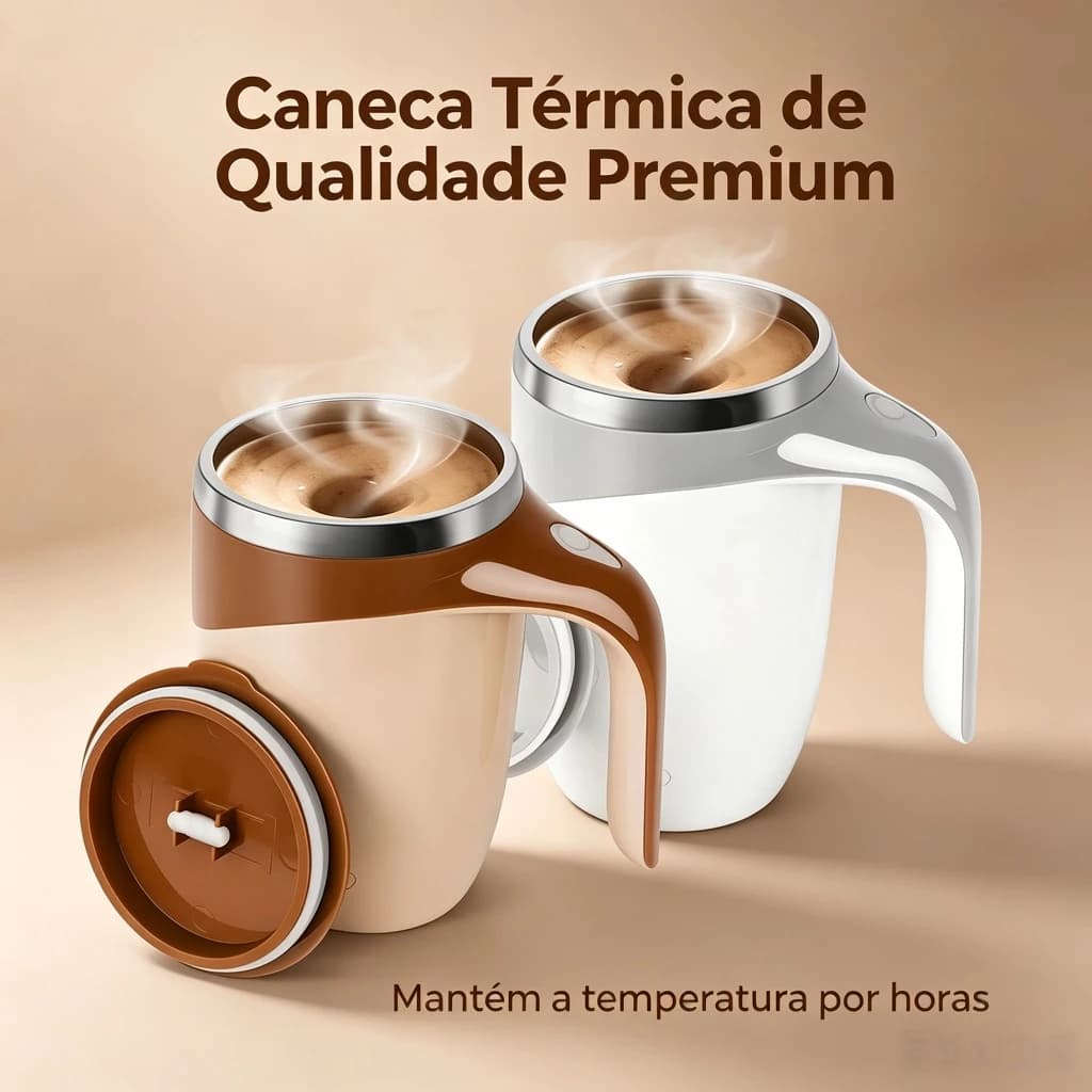 Caneca Misturadora Automática Elétrica USB Bateria Recarregável Mixer Café 380ml Inox para Café