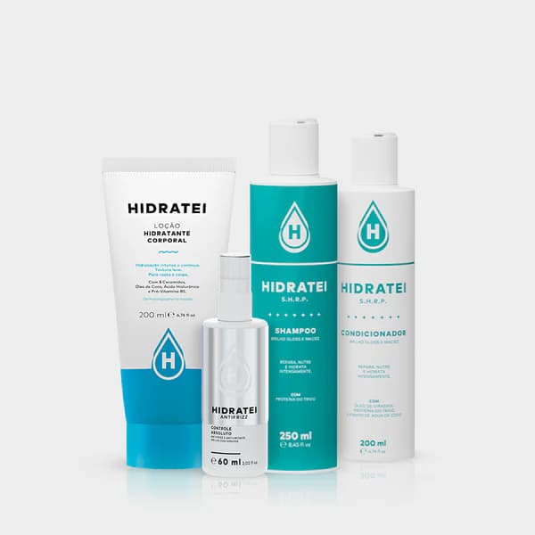 Kit Fios Radiantes e Pele Macia Hidratei: SHRP Proteína 65g + Loção Hidratante 200ml Antifrizz