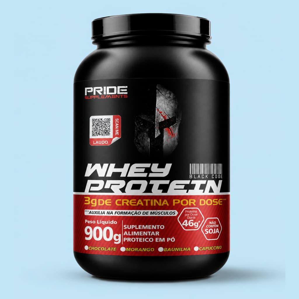 Whey Protein Pride Supplements 900g 46g Proteína* 3g Creatina Sem Soja  - Chocolate Morango Baunilha