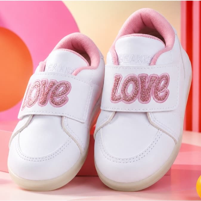 Tênis Infantil Menina Luzinha Love Calçado Com Led Feminino Calce Fácil Confortável Branco ou Rosa