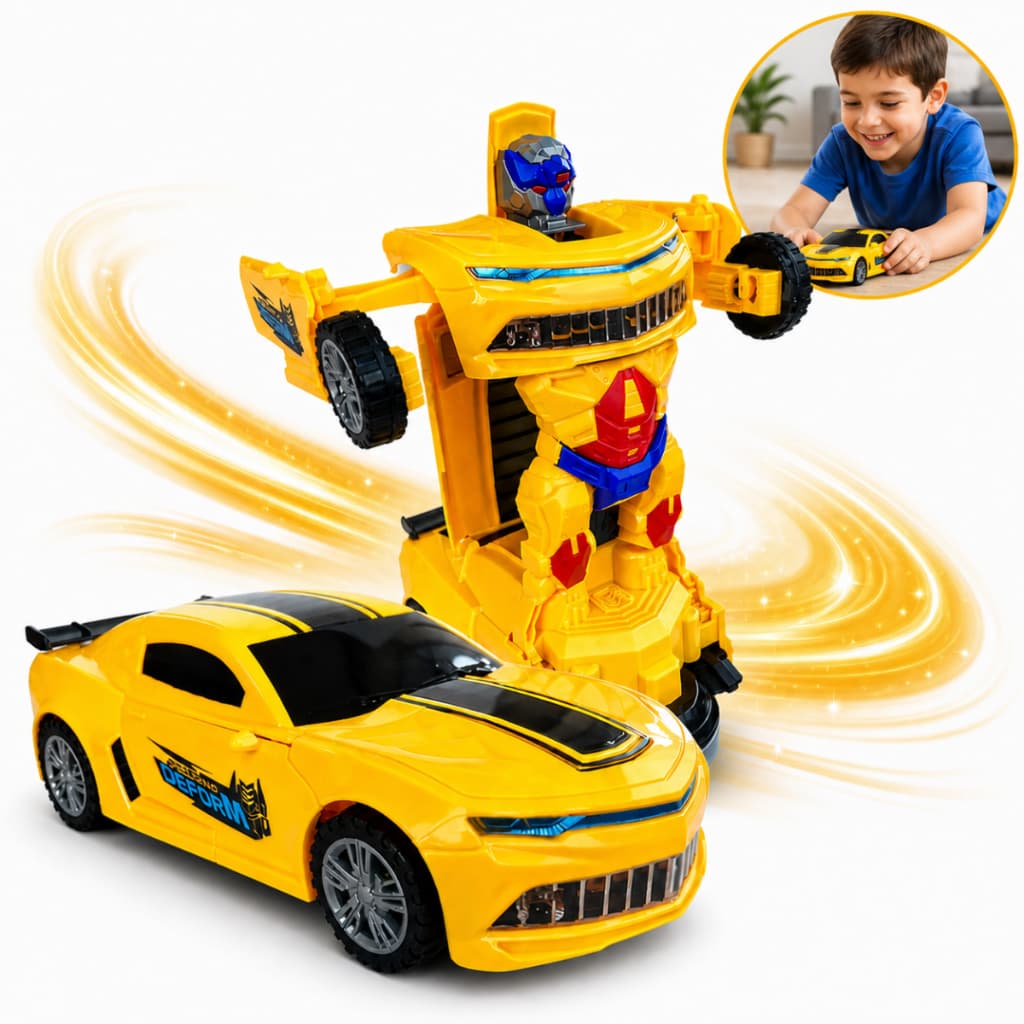 Carro Robô Tranformers Carrinho camaro amarelo Transformável bate e volta bumblebee