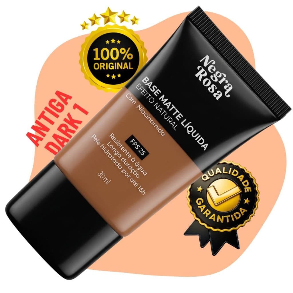 Maquiagem Base Líquida Dark 1 FPS 25 Negra Rosa 30ml