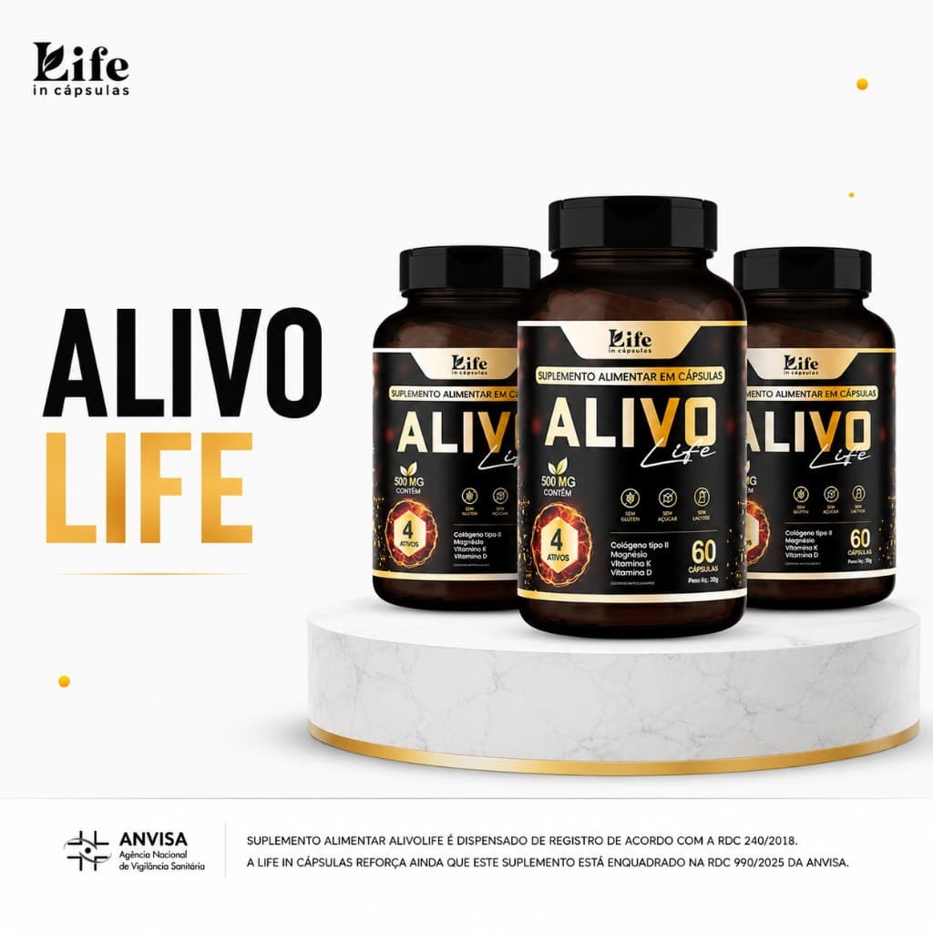 3x Alivo Life - 180 Cápsulas - Magnésio Colágeno Tipo 2 Vitamina K Vitamina D. Envio Imediato