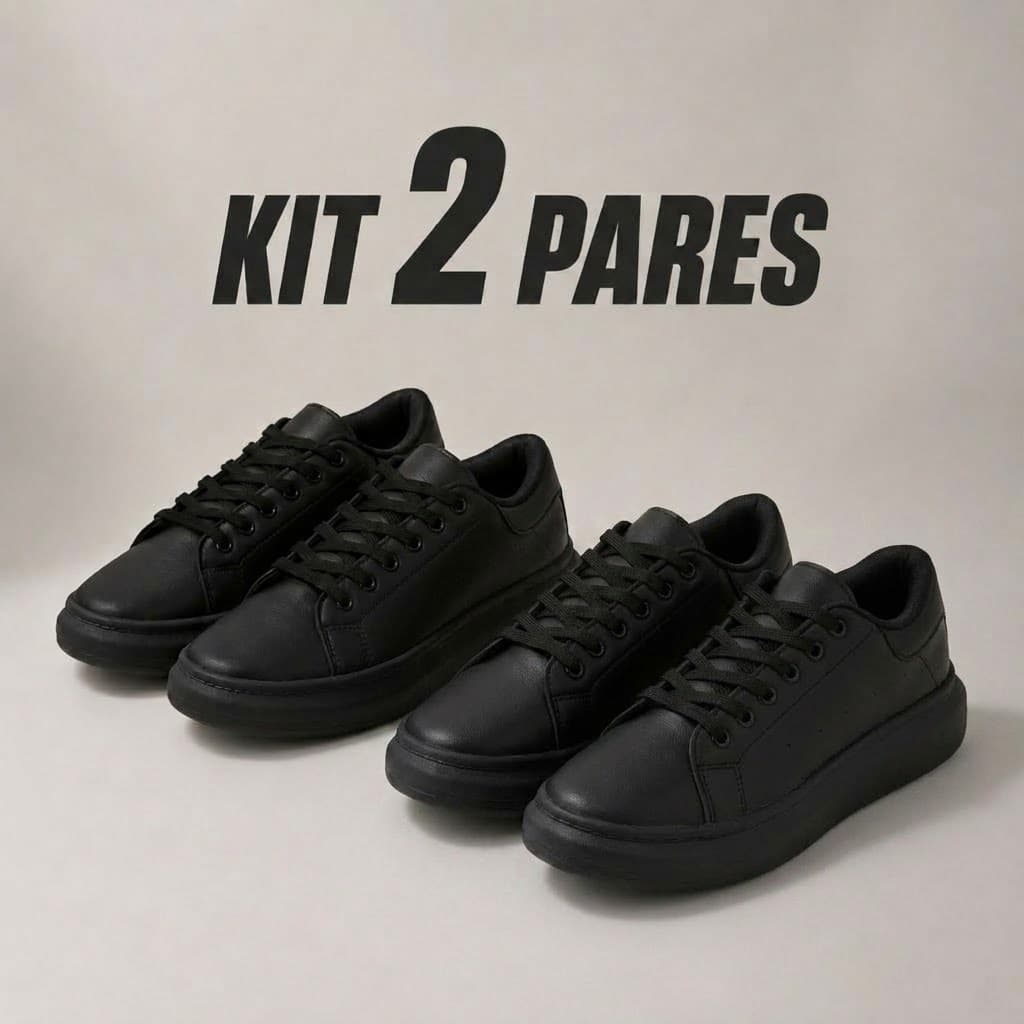 Kit 2 Pares Calçado Masculino Tênis Casual Sola Alta Plataforma Confortável Para O Trabalho