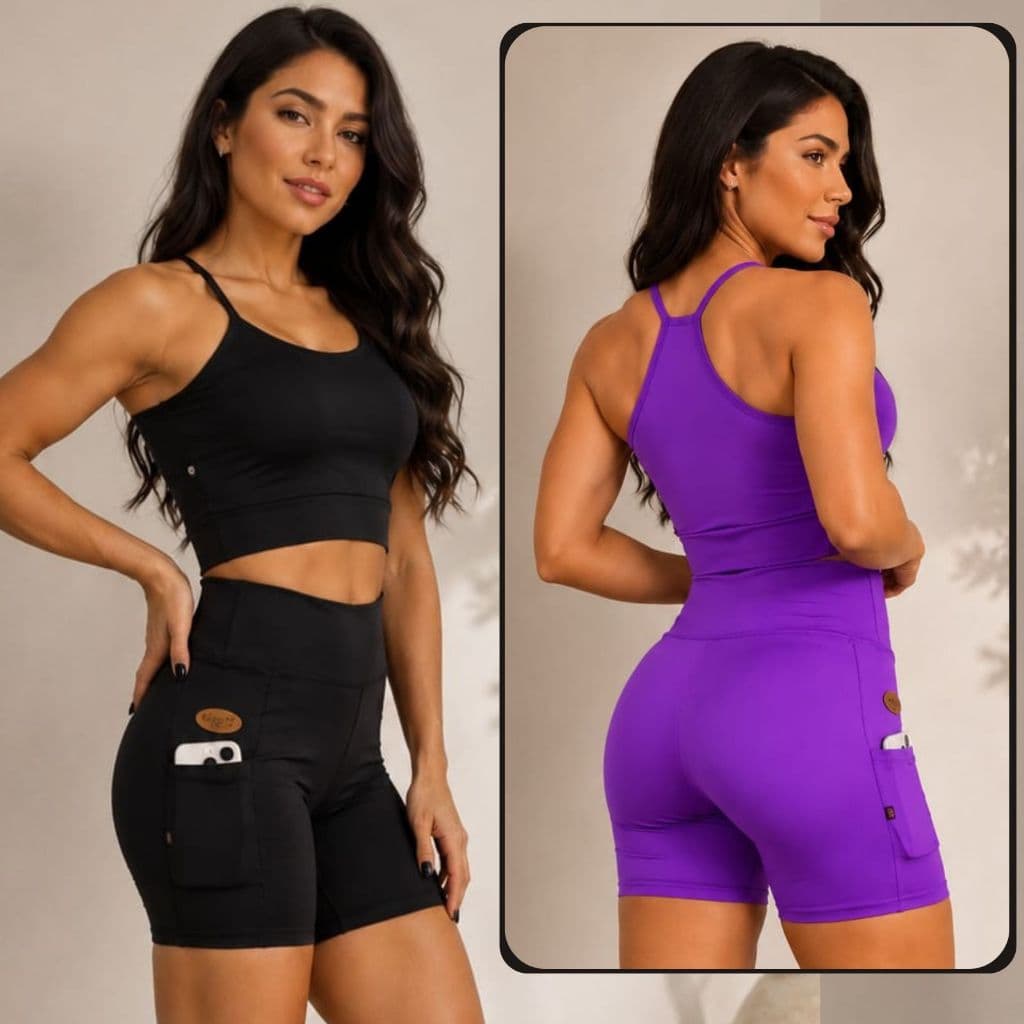 Conjunto de Academia feminino  Alça Com 100% De Zero Transparência Empina Bumbum Alta Compressão Roupas Academia Fitness