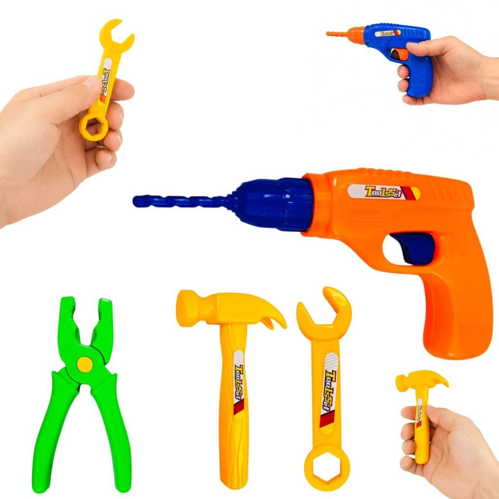 Brinquedo de Ferramentas para Menino Kit Completo com Parafusos Furadeira de Brinquedo