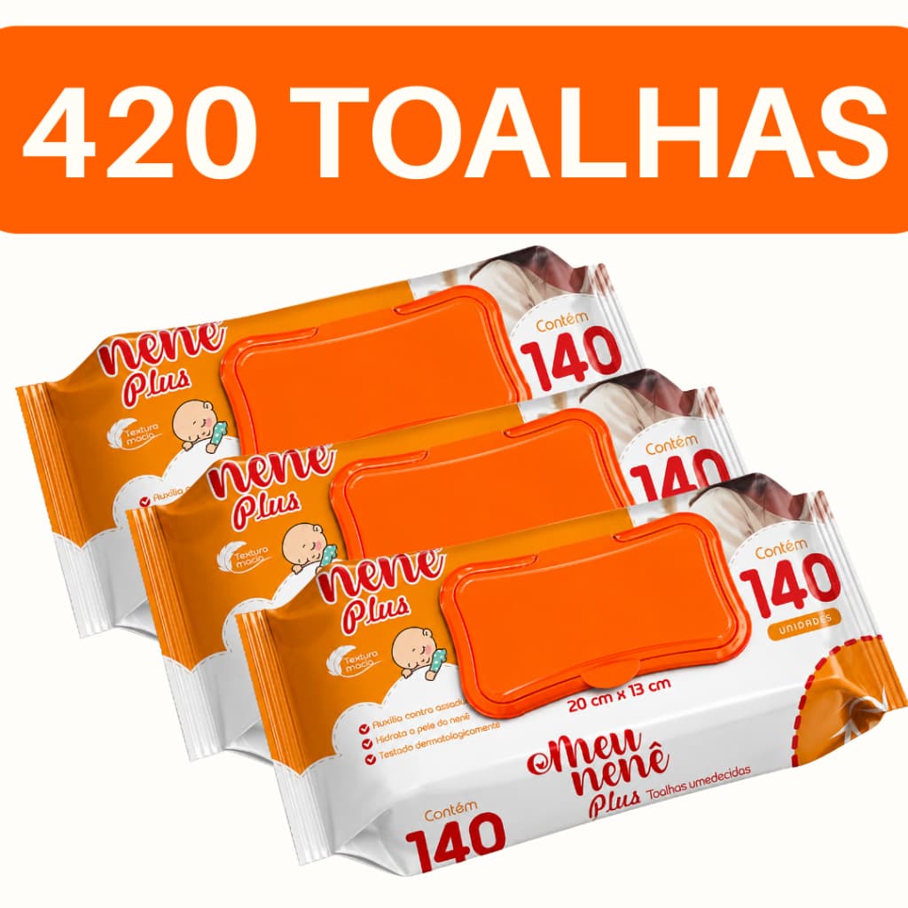 420 Toalhas Umedecidas 3 Pacotes Meu Nenê Promoção