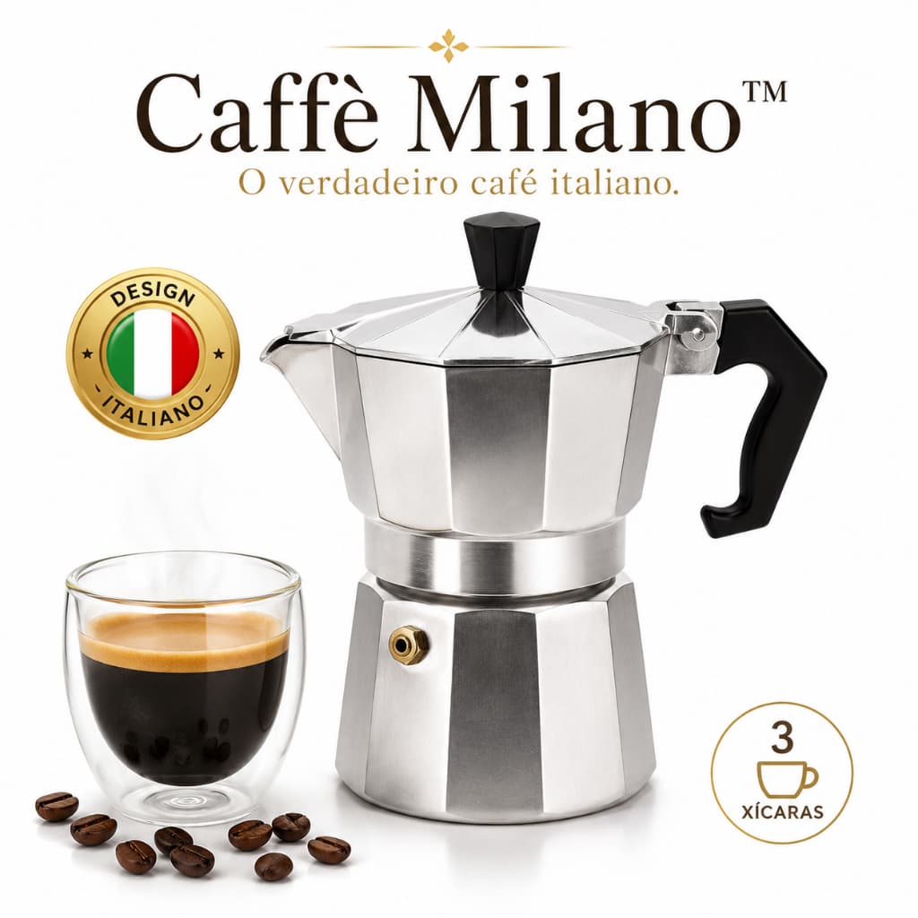 Cafeteira Italiana Moka 3 Xícaras Alumínio Café Expresso Manual Design Clássico Alta Durabilidade Premium