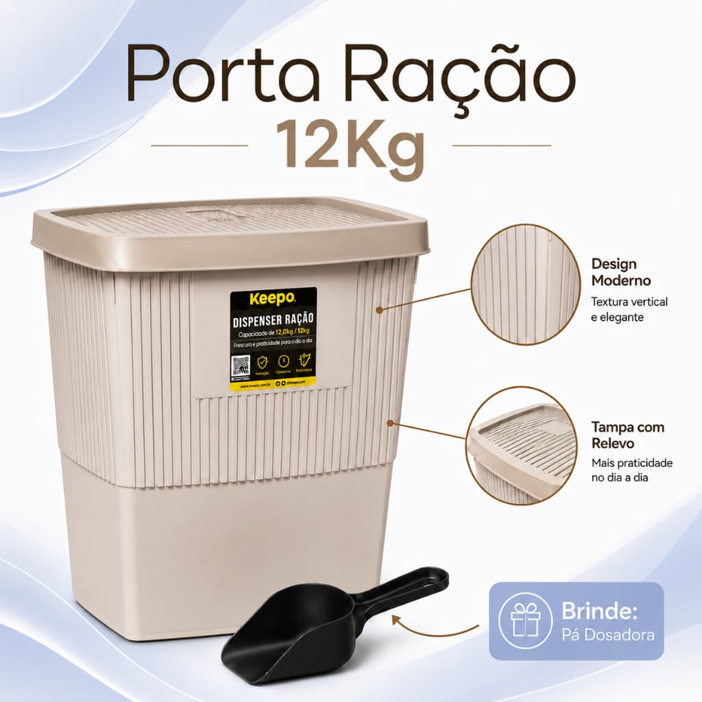 Porta Ração 10kg Para Cachorro E Gato Pet Ultra Resistente Vedação Completa + Pá Dosadora