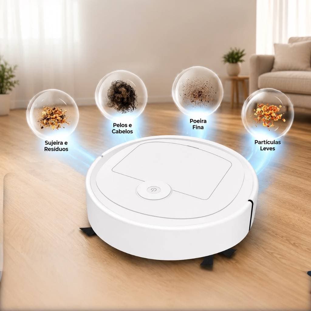 Aspirador de Pó Robô Bivolt Recarregável Sistema Inteligente