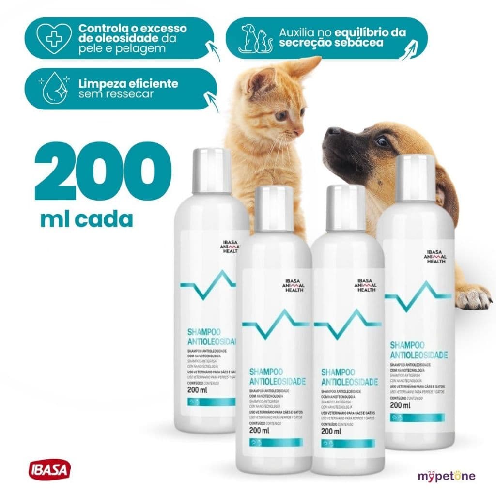 4 Shampoo Antioleosidade Para Cães E Gatos Ibasa 200ml