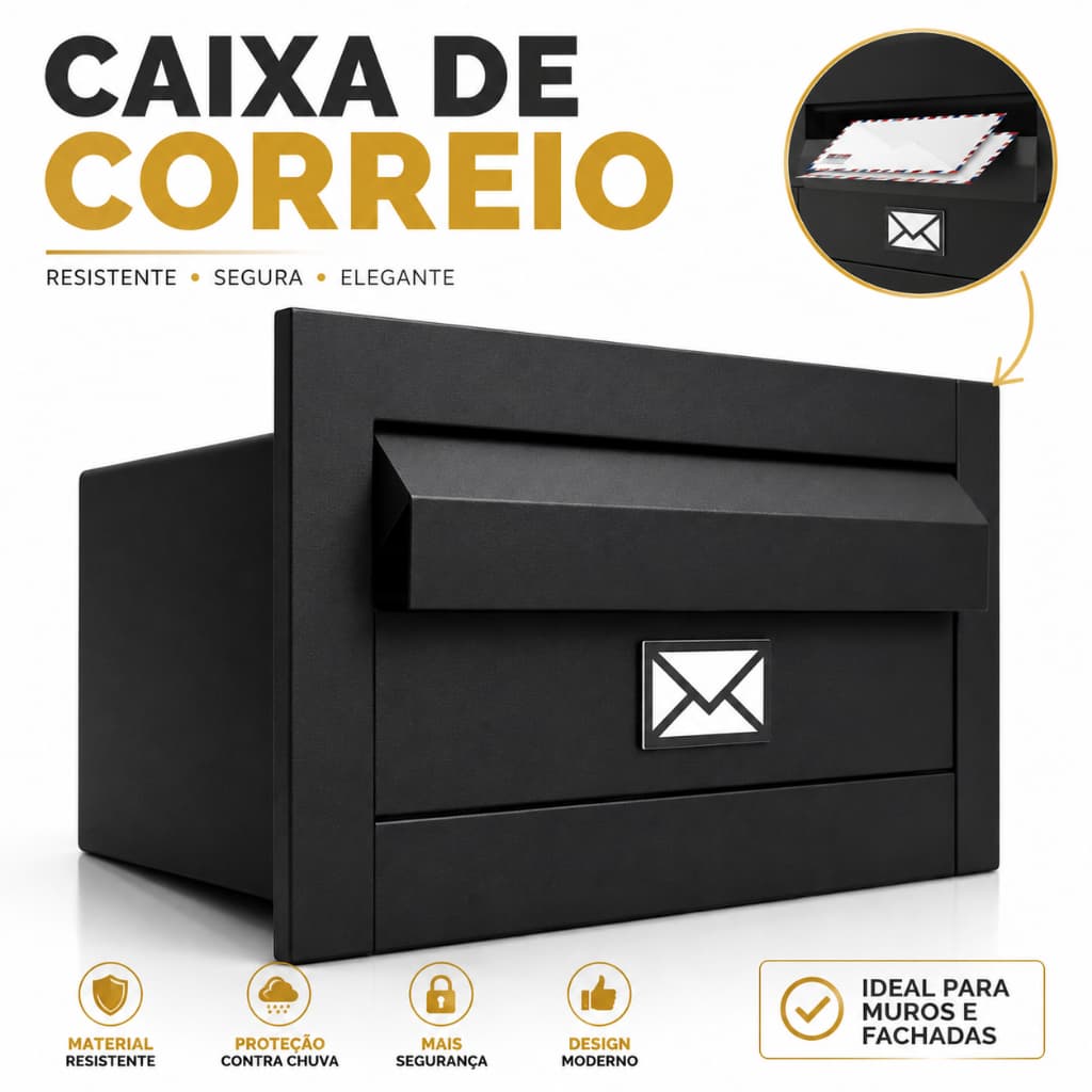Caixa De Correio Embutir Muro Parede Aço Inox Moderna