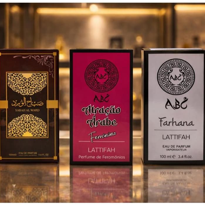 Kit 3 Perfumes Arabes Femininos 100ml Lattifah Feminina Importada EDP Marcante Longa Duracao Floral