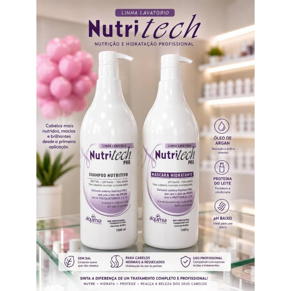 Kit Máscara Hidratante + Shampoo Nutritivo Nutritech PRO 1,5 L - Alquimia Professional