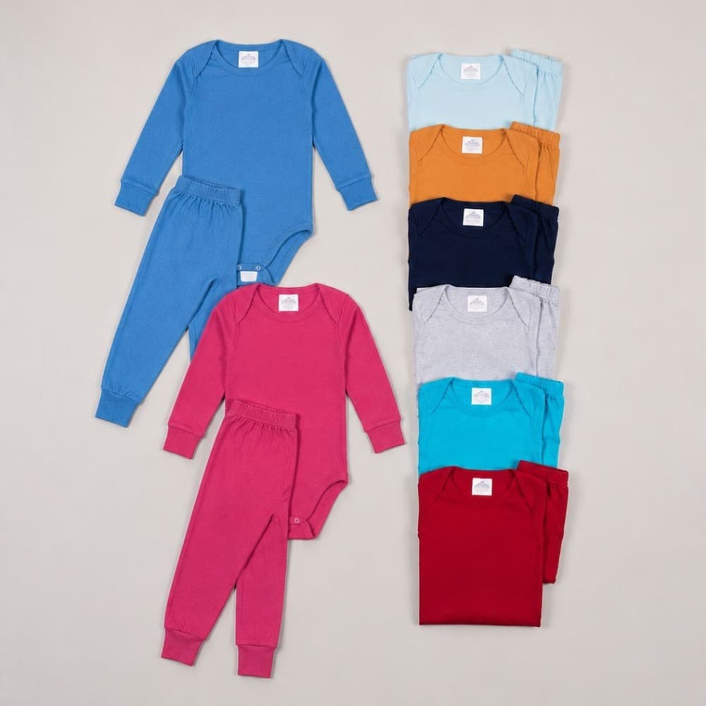 Kit 4 Peças Bebê 2 Bodies + 2 Calças Conjunto Canelado Longo Menino Menina Enxoval Maternidade