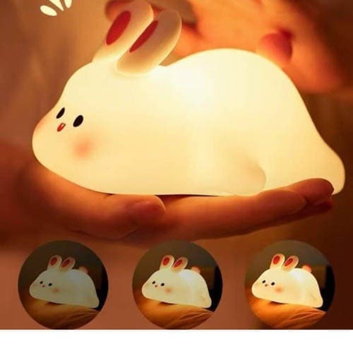 Luminária Coelhinho Branca LED Luz Noturna para Quarto Infantil BB Criança  Decoração Fofa Luminária LED