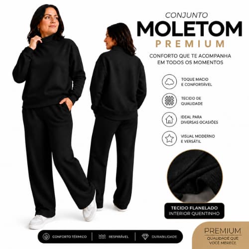 Conjunto Moletom Feminino Flanelado Inverno Blusa e Calça Quentinho Agasalho