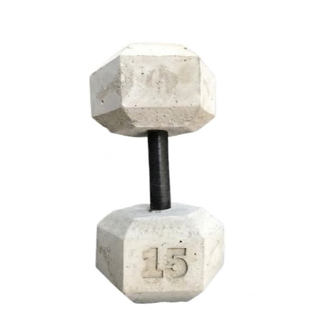 Halter Sextavado 15kg de Concreto Unidade Musculação Academia Home Gym Treino de Força Fitness