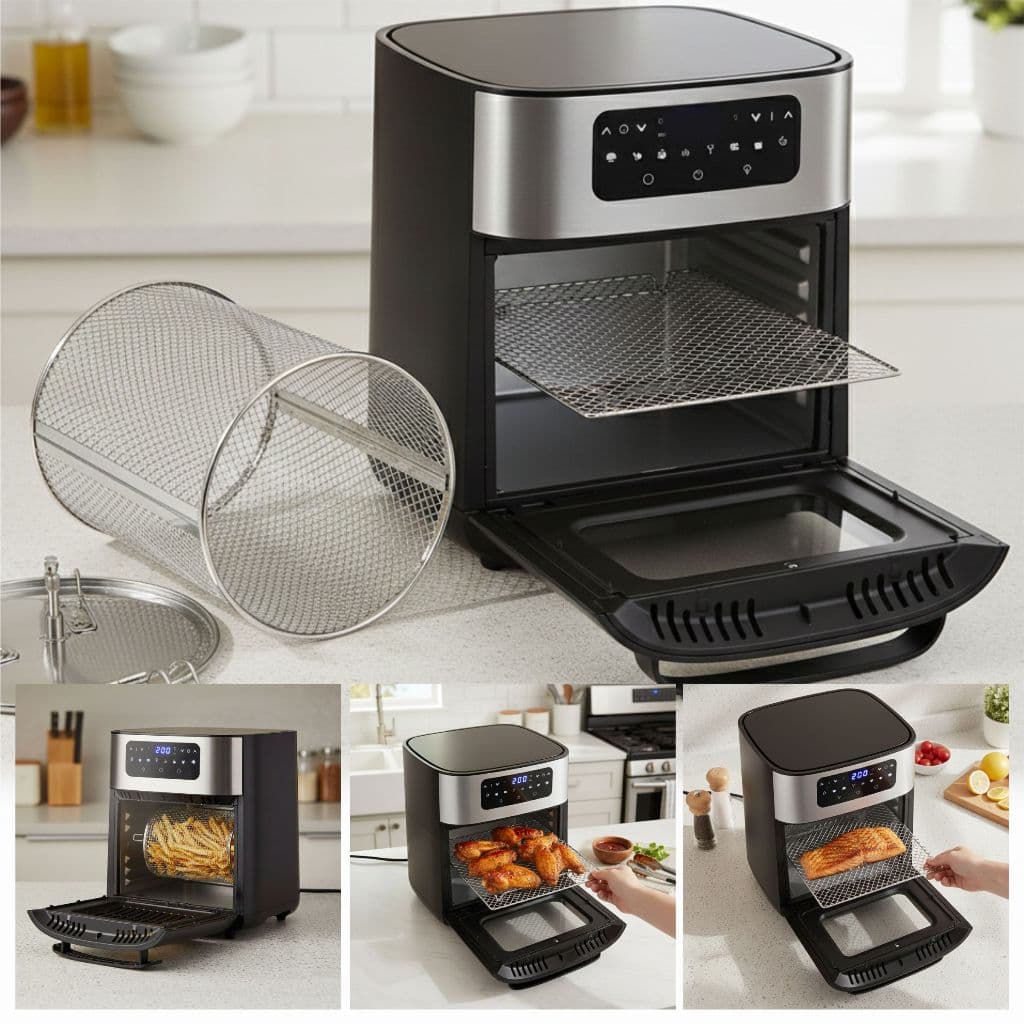 Air Fryer Oven Nakasaki 12L Digital Preto 1700W Antiaderente Sem Oleo Panela de Fritar Design Sofisticado