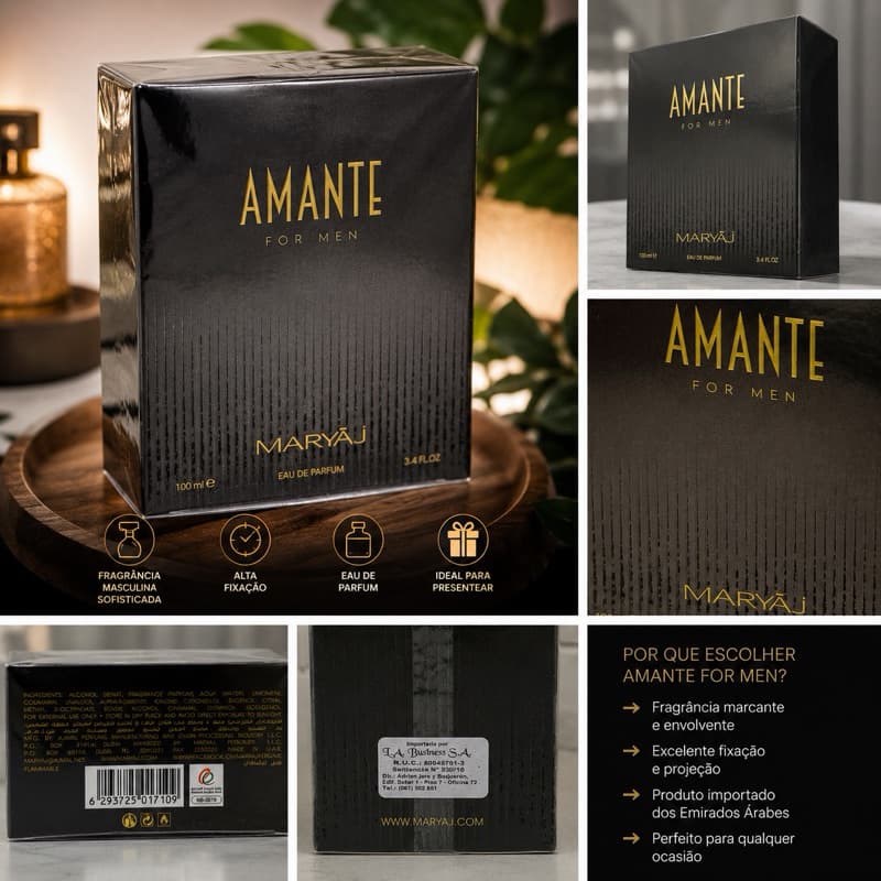 Perfume Árabe Amante For Men Maryaj 100ml EDP Masculino Alta Fixação Importado