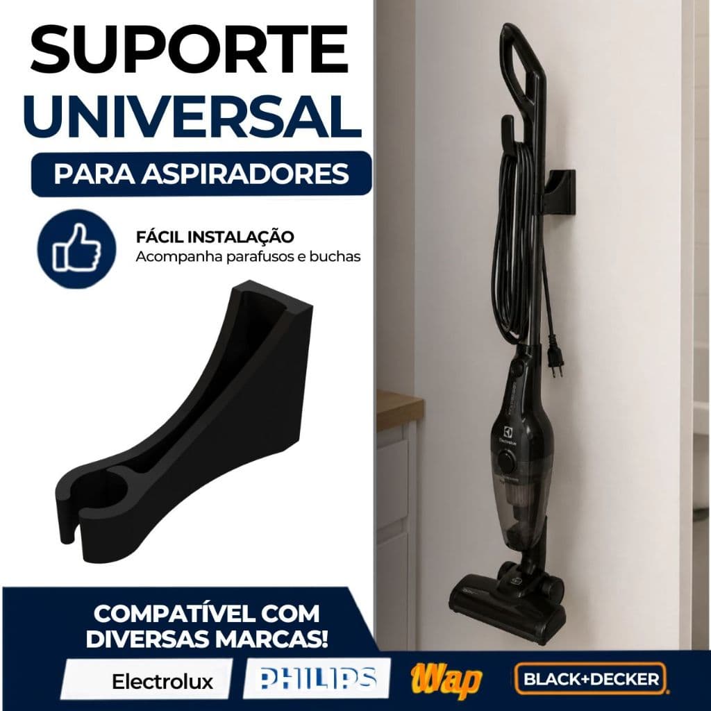 Suporte de Parede para Aspirador de Pó Vertical Universal - Organize Sua Lavanderia e Economize Espaço