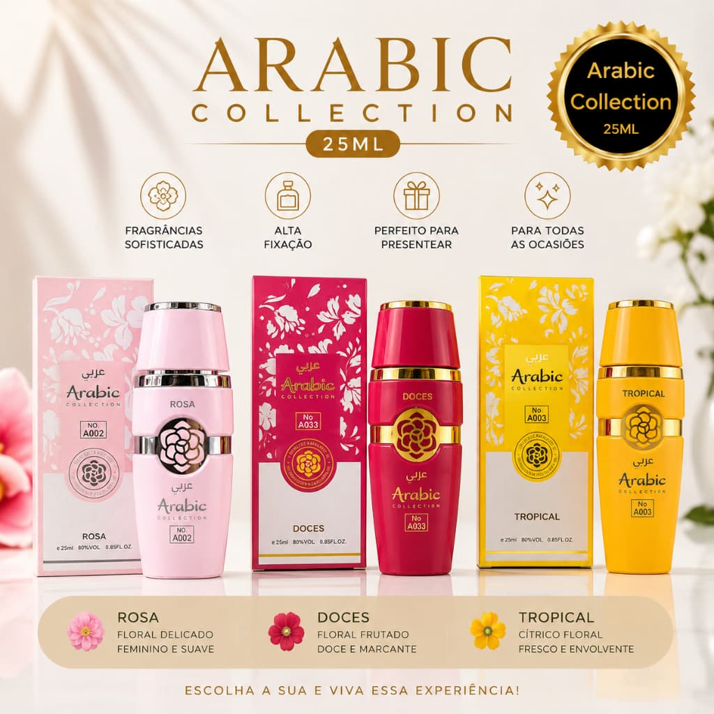 Perfume Feminino Árabe Arabic Collection 25ml Original | Perfume Feminino Importado e Sofisticado, Alta Fixação