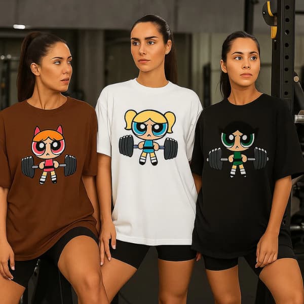 KIT 3 Camisetas Blusão Feminino Roupa De Academia Fitness Meninas Super Poderosas Camisa Treino Cross Gym Fit