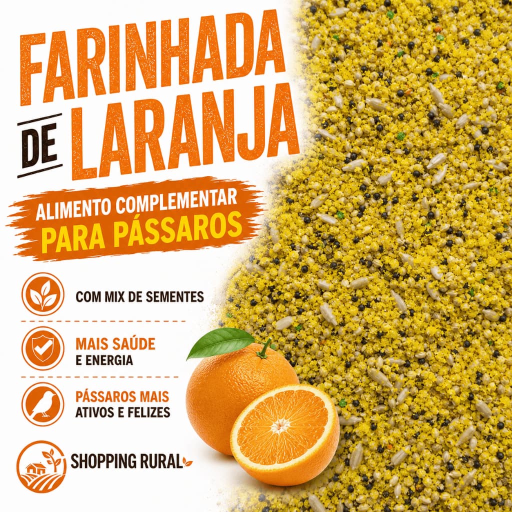 Vitamina De Laranja Com Mix De Sementes Para Pássaros | Suplemento Natural – Canário Pintassilgo Coleiro Trinca Ferro