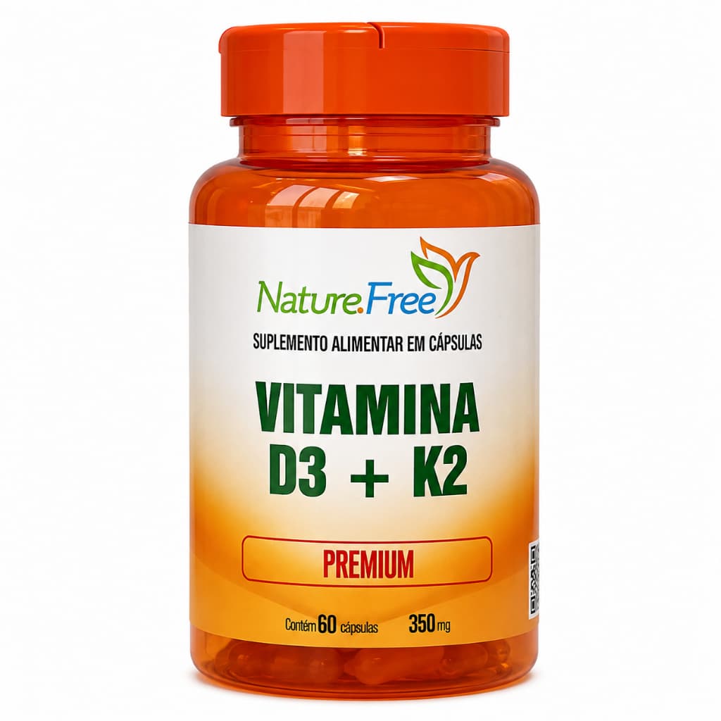 Vitamina D3+K2 Premium 60 Cápsulas 350mg - Matéria prima importada! Suplemento Alimentar