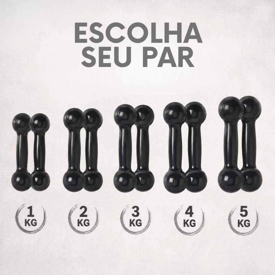 Par de Halteres Emborrachados Bola 1kg a 5kg Peso de Academia Treino em Casa Fitness