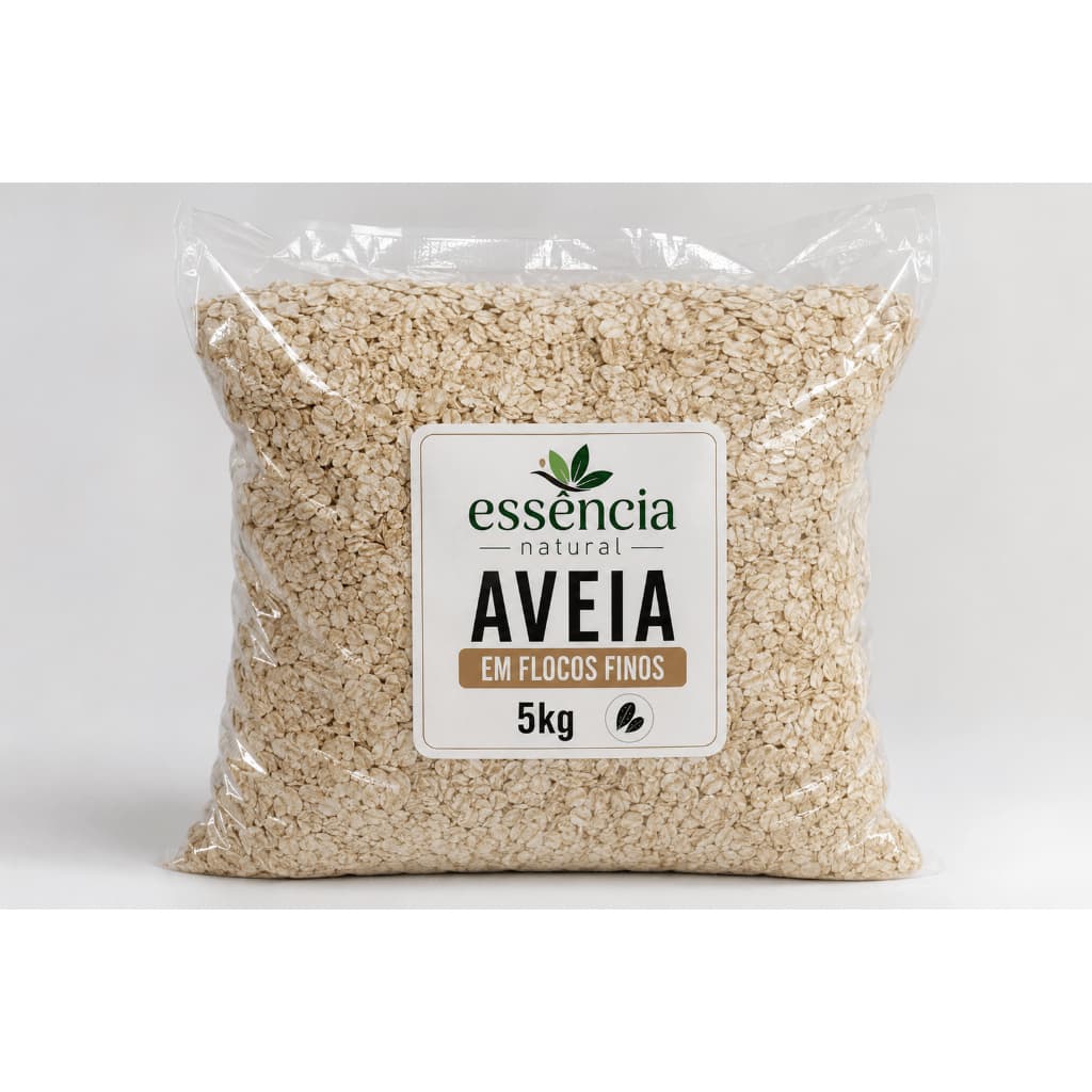 Aveia Em Flocos Finos 5kg Essência Natural Cereais Grãos para Café da Manhã Lanches Bolos e Receitas