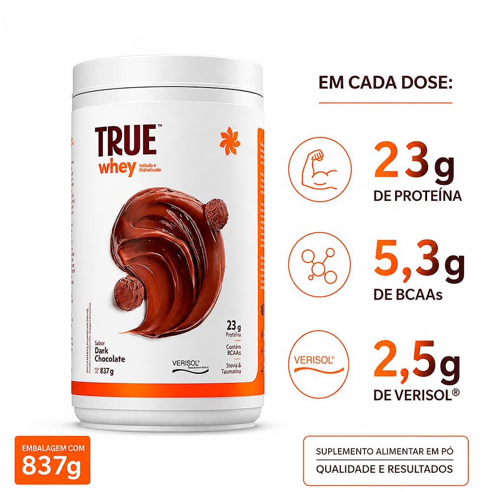 TRUE SOURCE Whey Protein Iso/Hidro - Sabor Dark Chocolate 837g