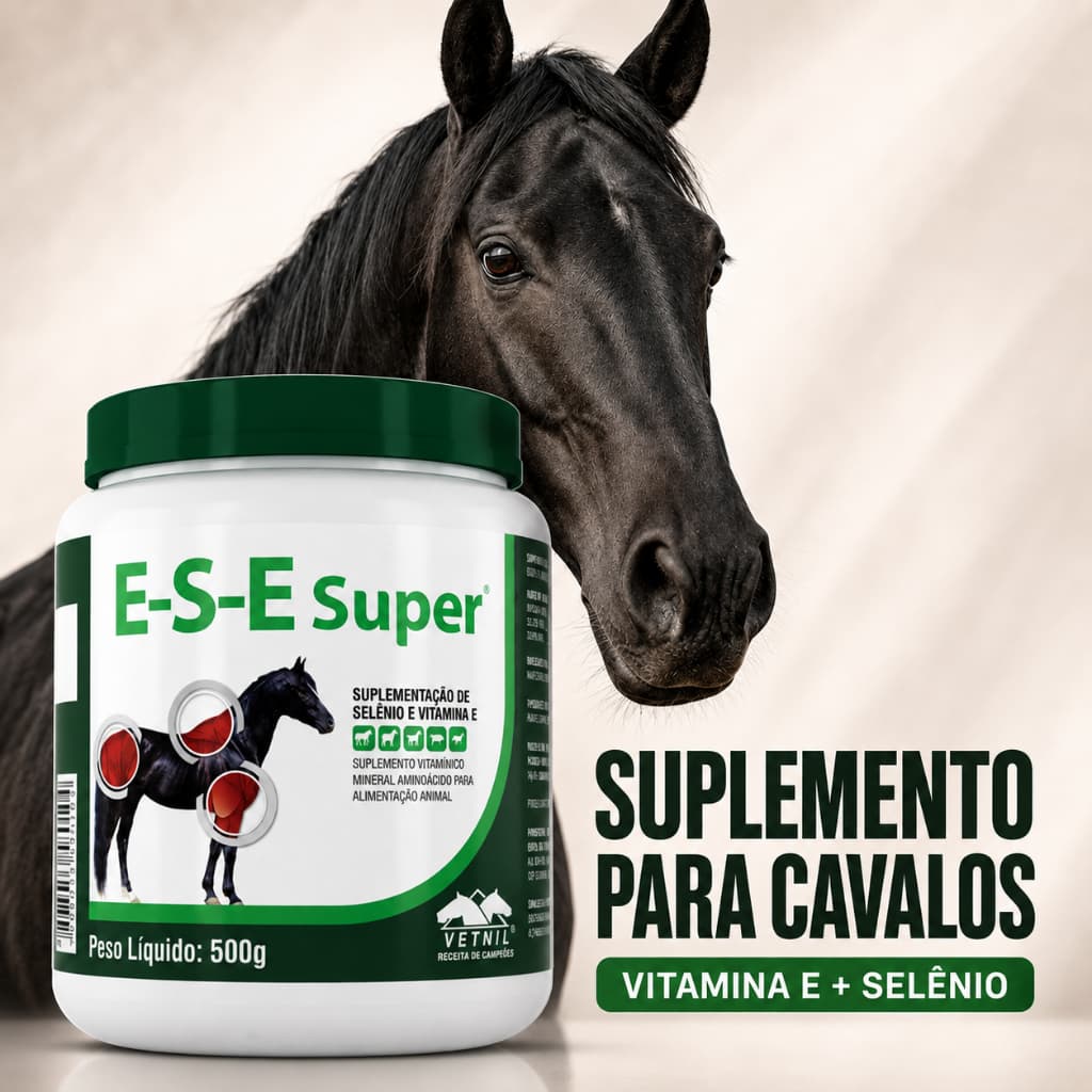 Suplemento para Cavalo Massa Muscular Vitamina E Selênio Equinos Super Pó 500g