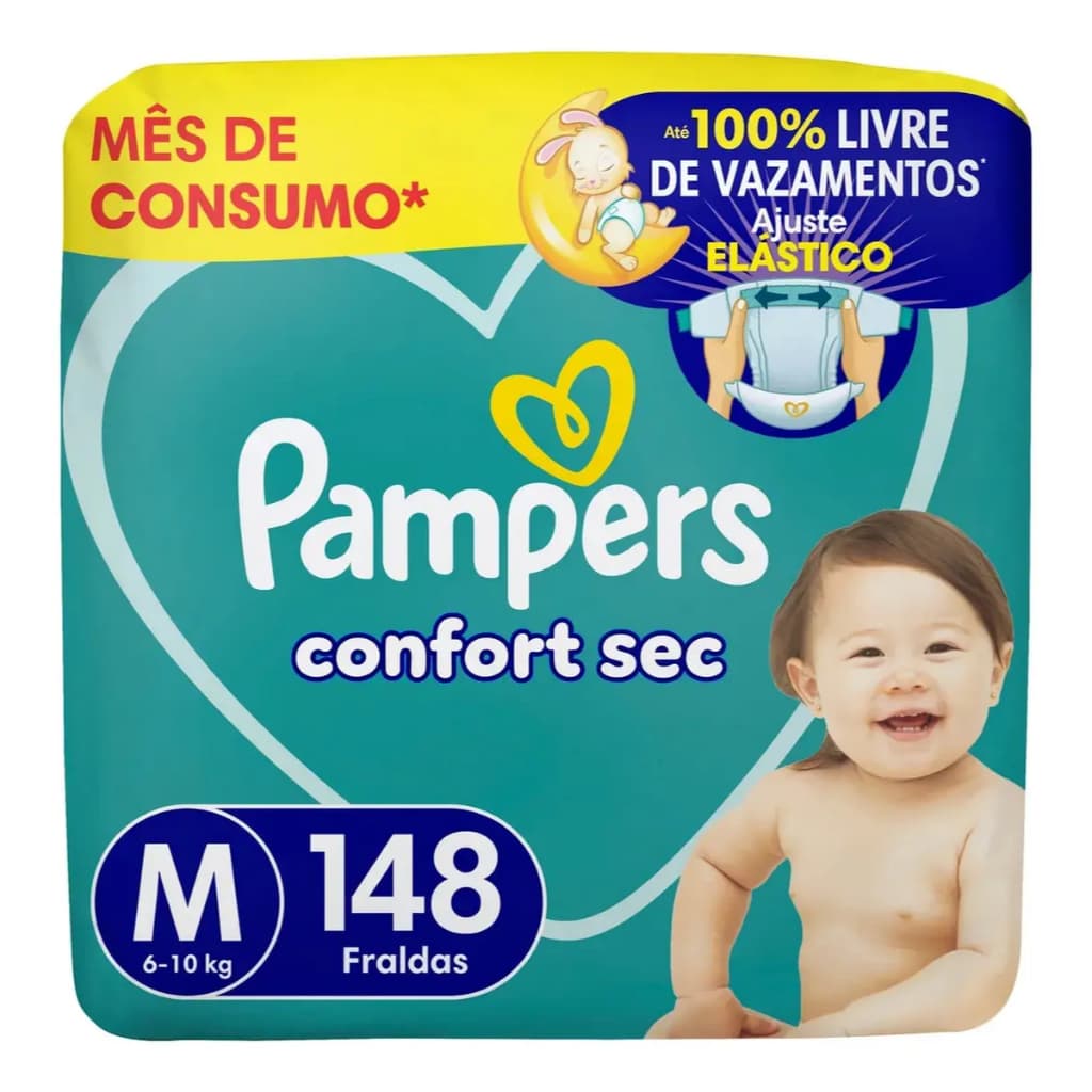 Fralda Pampers Confort Sec Tamanho M 148 Unidades - unissex, sem gênero