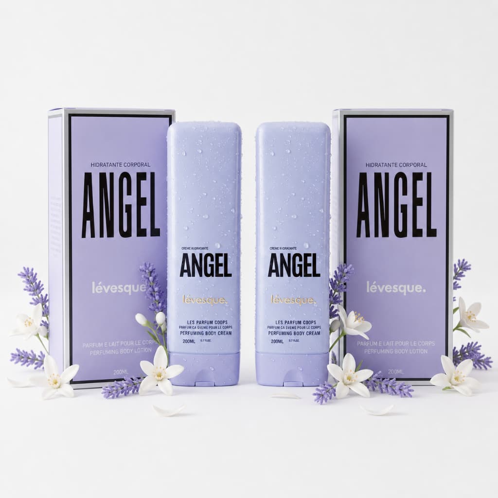 Kit 2 Creme Hidratante Corporal Angel Lévesque 200ml Perfumado Hidratação Pele Macia Loção Corporal Cheirosa Uso Diário