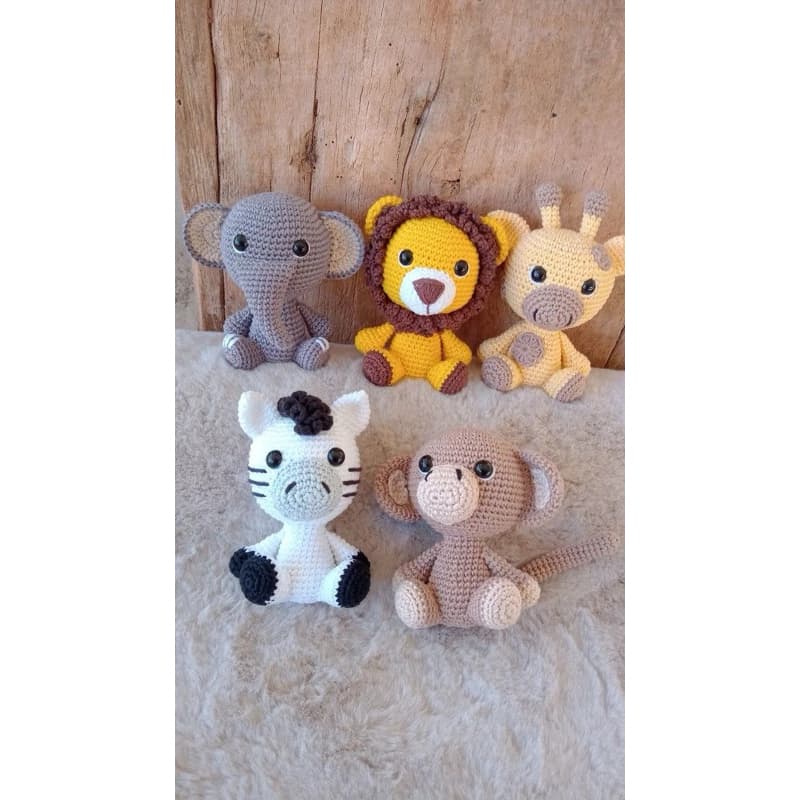 Kit Amigurumi Safari em Crochê | Animais Artesanais