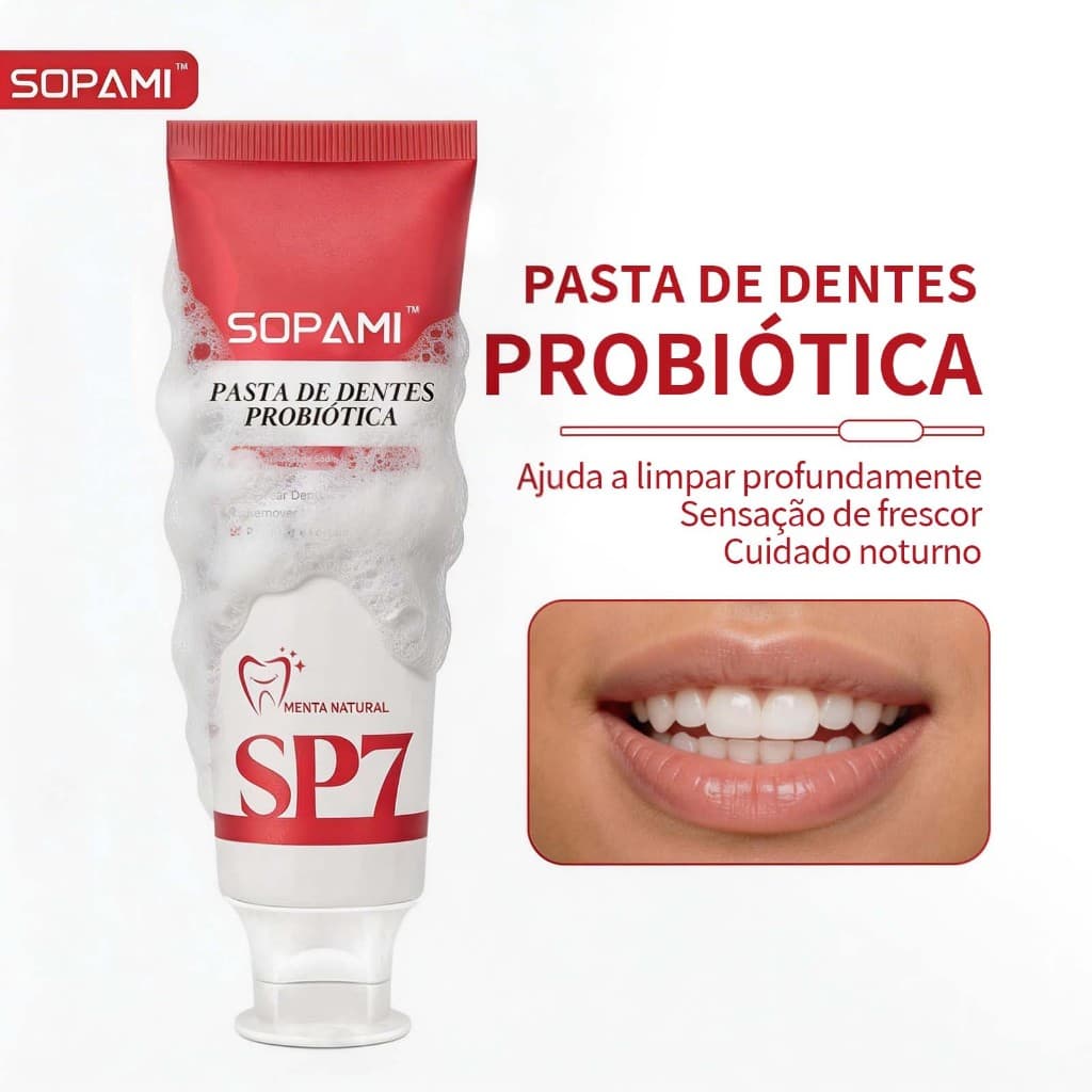 SOPAMI SP7 Pro Creme Dental Menta 120g - Dentes Limpos HáLito Fresco Adequado para período noturno - 1/2/3tubos