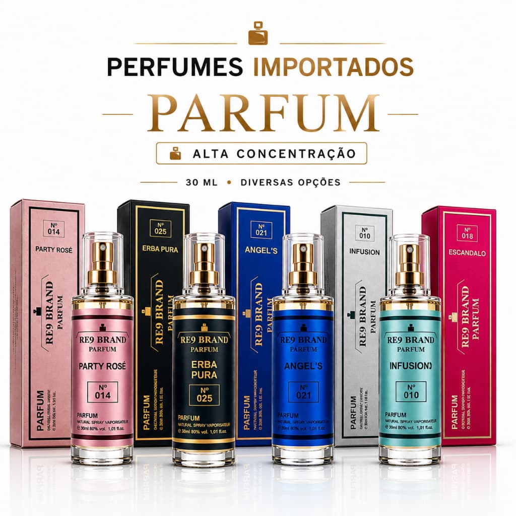 Perfumes RE9 Parfum 30ml Feminino e Masculino 30% Essência Importada Fragrância Intensa Premium