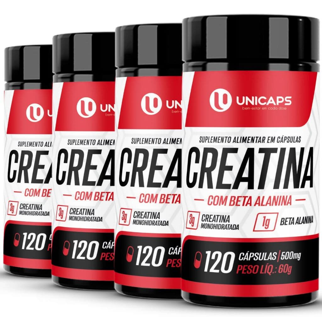 Creatina Monohidratada com Beta Alanina 480 Cápsulas Aumento de Força Massa Muscular Pré Treino Resistência