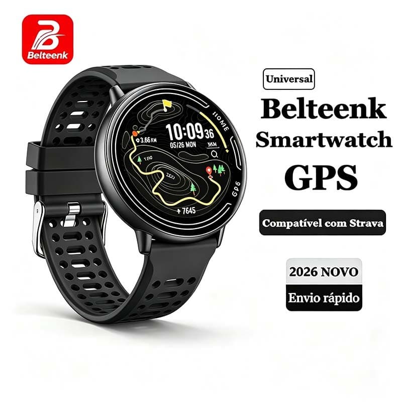 Belteenk GPS Smartwatch Relógio inteligente masculino KC100 1.39''AMOLED HD 360x360 A tela IP68 à Prova de água