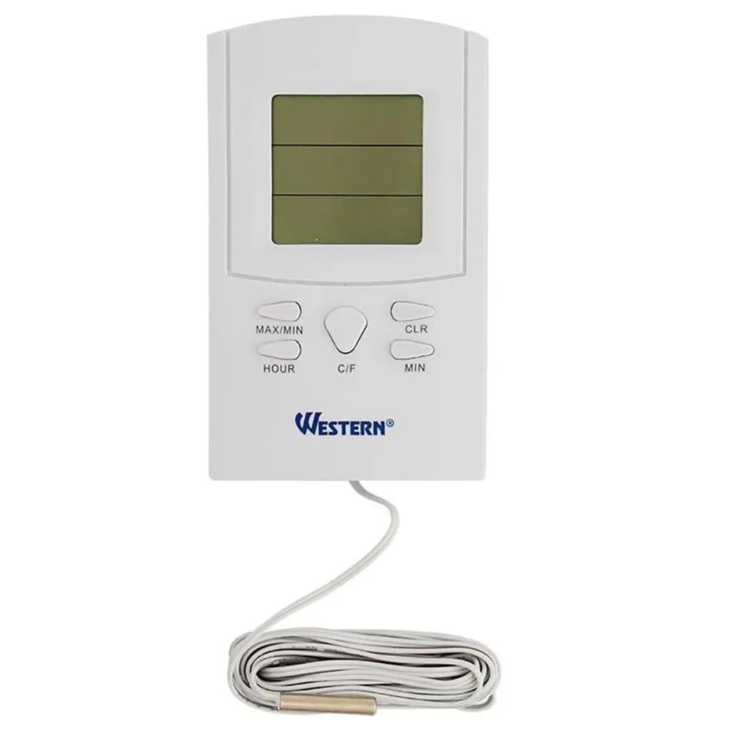 Termometro Digital Interno E Externo Com Relogio Western