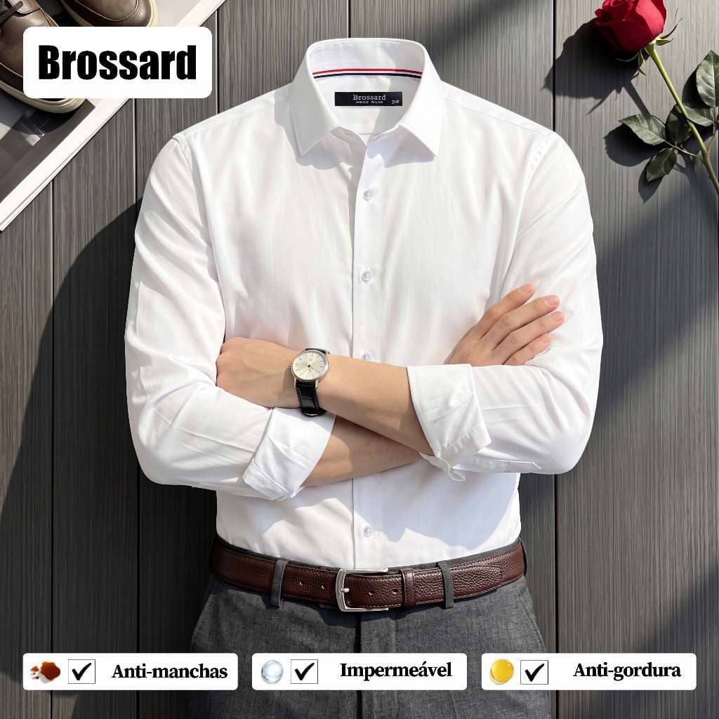 Camisa Social Masculina Manga Longa Estilosa Slim Não Amassa Impermeável, Para Calça Social e Jeans