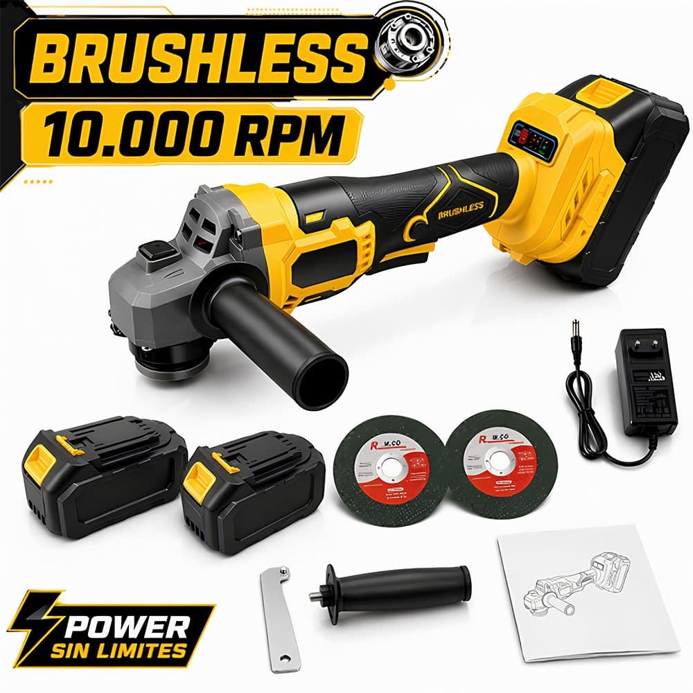 Esmerilhadeira Sem Fio 48V 800W 2 Baterias Ferramenta Elétrica Profissional Corte Preciso Desbaste Polimento