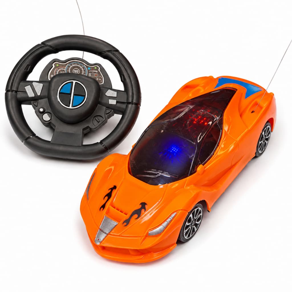 Carrinho de Controle Remoto Infantil com Luz Giroflex Carro Esportivo 18cm Volante Controle Remoto