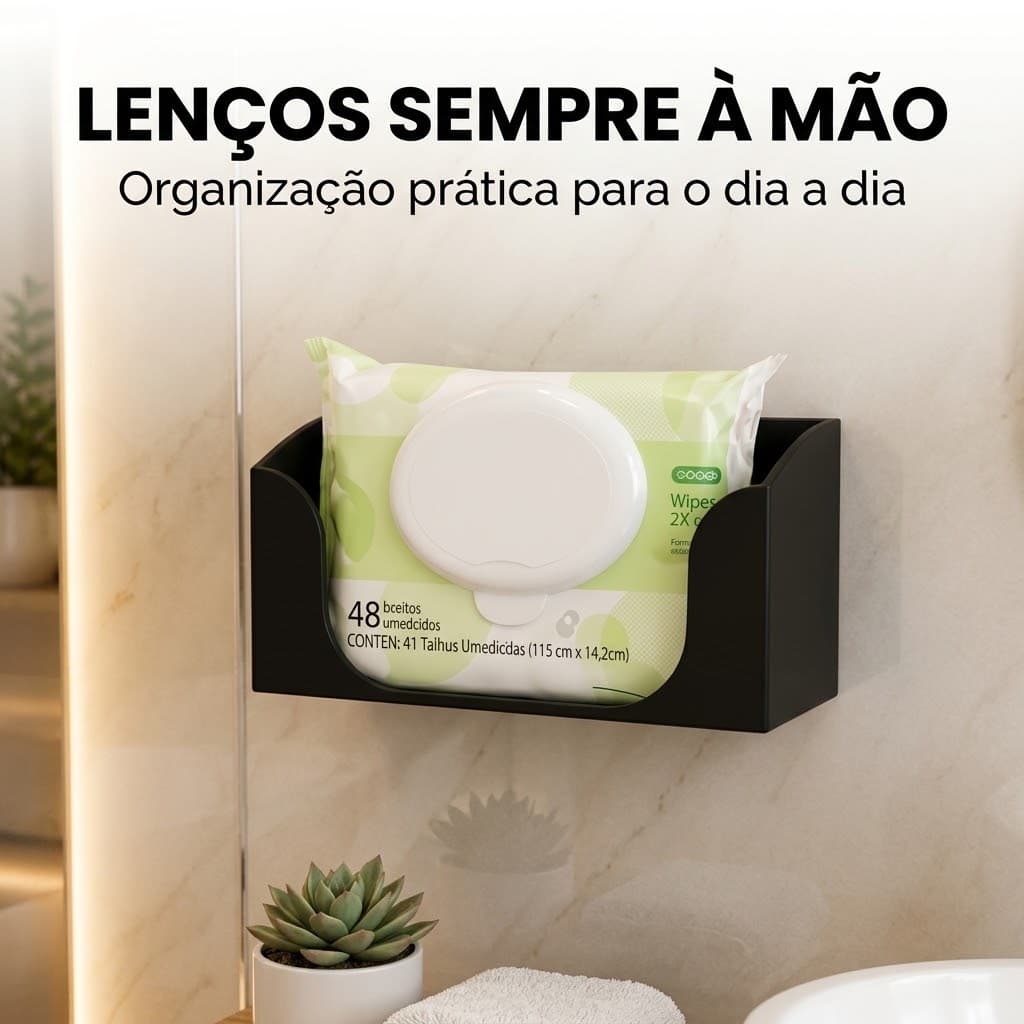 Porta Lenço Umedecido de Parede Suporte para Banheiro Quarto de Bebê 48 ou 96 Lenços Organizador