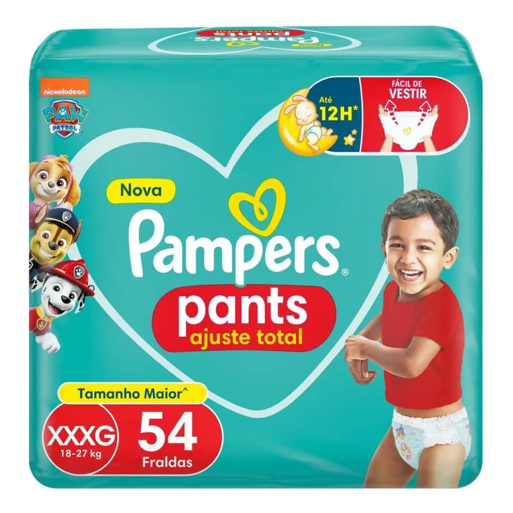 Fralda Pampers Pants Ajuste Total Max XXXG 54 Unidades - fralda infantil extra grande
